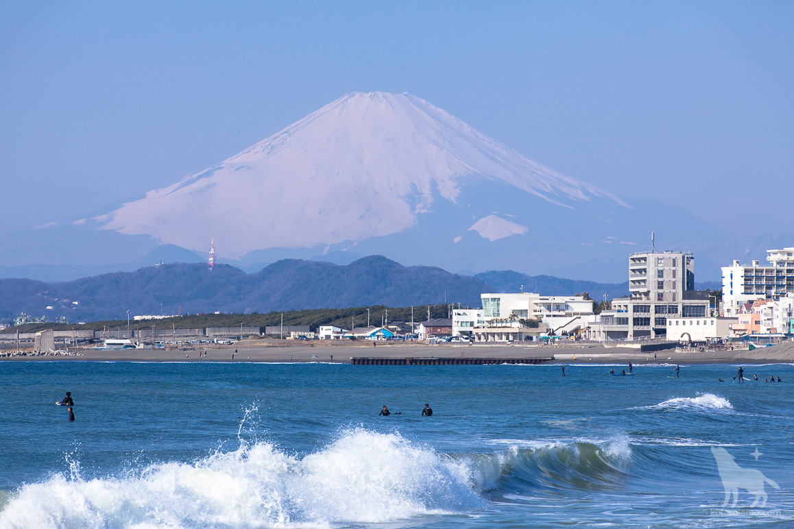 茅ヶ崎の海と富士山